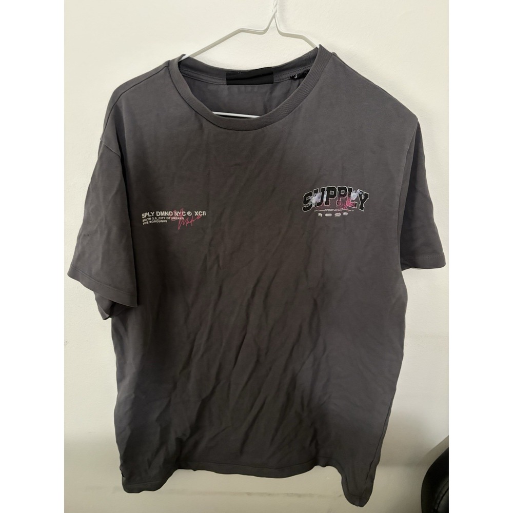 Supply & Demand Statue of Liberty Graphic Gray Cotton Short Sleeve T-Shirt L